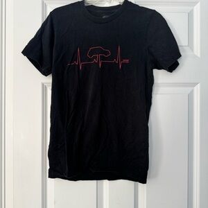 Black Graphic T-Shirt with Mini Cooper Red Heartbeat Design